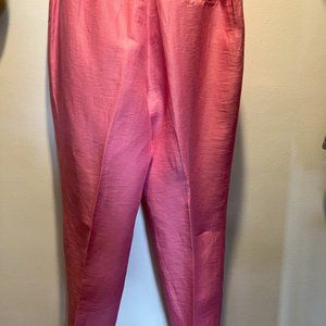 Ann Taylor Loft Woman Petite Size 10 Hot Pink Lined Linen Slacks
